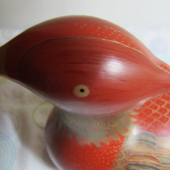 LARGE-2 PIECE, HAND PAINTED & CARVED, BIRD FROM PEOPLES REPUBLIC OF CHINA DECOR - Picture 14 of 16